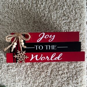 Red and Black 'Joy to the World' Holiday Wood Block Sign